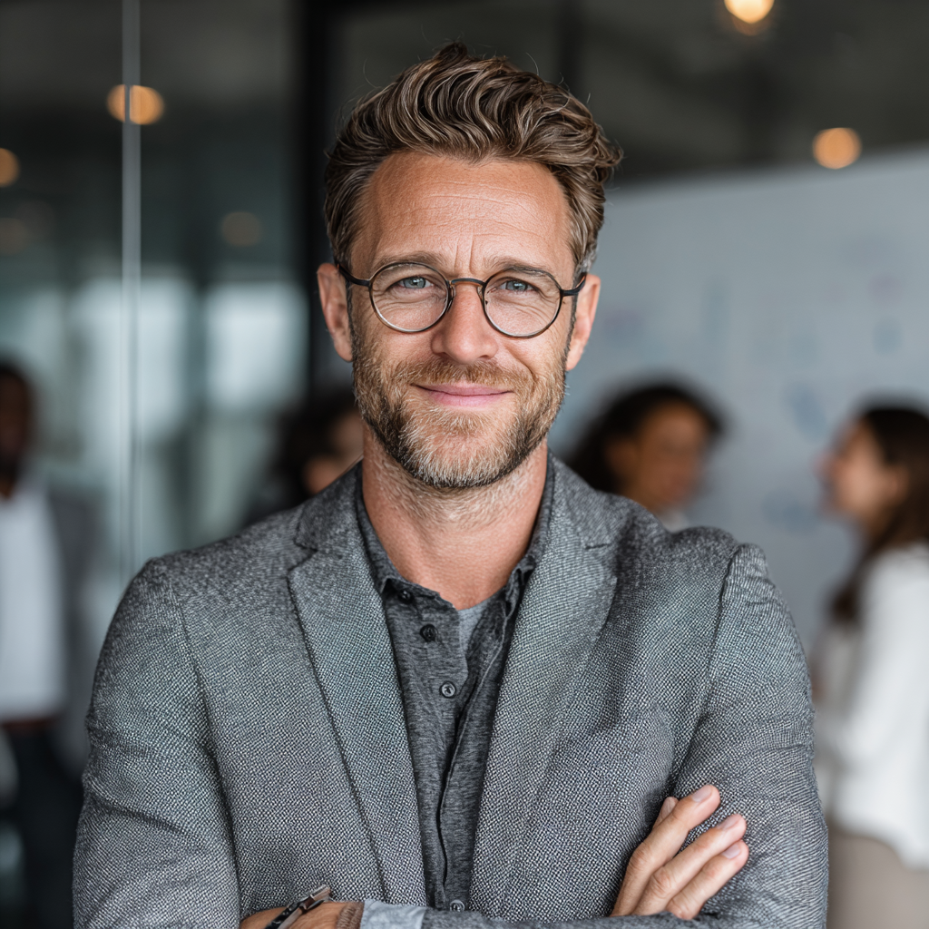 successful man with confidence and leadership qualities in professional setting